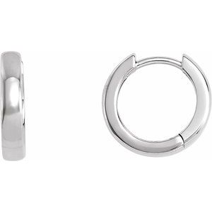 14K White 14 mm Hinged Hoop Earrings-Siddiqui Jewelers