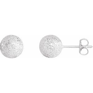 Sterling Silver 8 mm Stardust Ball Earrings -Siddiqui Jewelers