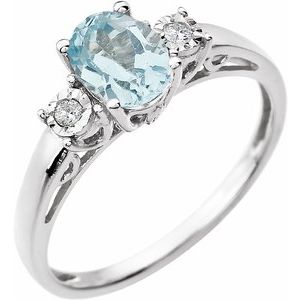14K White Swiss Blue Topaz & .04 CTW Diamond Ring - Siddiqui Jewelers