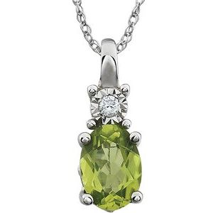 14K White Peridot & .02 CTW Diamond 18" Necklace - Siddiqui Jewelers