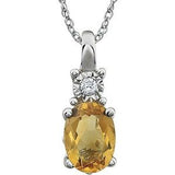 14K White Citrine & .02 CTW Diamond 18" Necklace - Siddiqui Jewelers