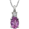 14K White Created Pink Sapphire & .02 CTW Diamond 18" Necklace - Siddiqui Jewelers
