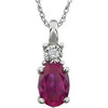 14K White Created Ruby & .02 CTW Diamond 18" Necklace - Siddiqui Jewelers