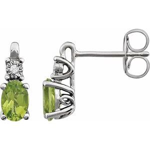 14K White Peridot & .02 CTW Diamond Accented Earrings - Siddiqui Jewelers