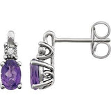 14K White Amethyst & .02 CTW Diamond Accented Earrings - Siddiqui Jewelers