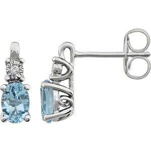 14K White Sky Blue Topaz & .02 CTW Diamond Accented Earrings - Siddiqui Jewelers