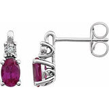 14K White Created Ruby & .02 CTW Diamond Accented Earrings - Siddiqui Jewelers