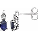 14K White Created Blue Sapphire & .02 CTW Diamond Accented Earrings - Siddiqui Jewelers