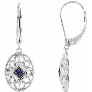Sterling Silver Sapphire Lever Back Earrings-Siddiqui Jewelers