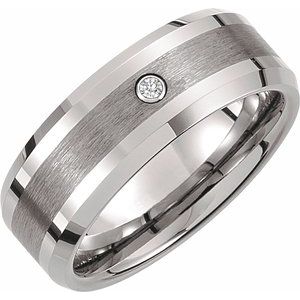 Tungsten .05 CT Diamond 8 mm Band Size 12.5 - Siddiqui Jewelers