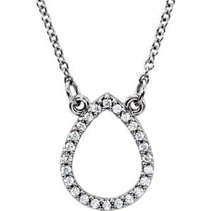 14K White 1/10 CTW Diamond Teardrop 16" Necklace - Siddiqui Jewelers