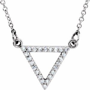 14K White 1/10 CTW Diamond Triangle 16" Necklace - Siddiqui Jewelers