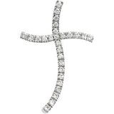 14K White 1/3 CTW Diamond Wavy Cross Pendant - Siddiqui Jewelers