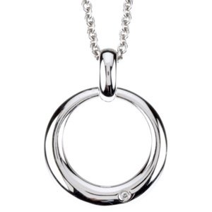 Sterling Silver .01 CT Diamond Circle 18" Necklace - Siddiqui Jewelers
