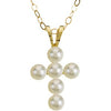 14K Yellow Freshwater Cultured Pearl Cross 15" Necklace - Siddiqui Jewelers