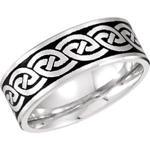 14K White 7 mm Design Band with Enamel Size 12.5 - Siddiqui Jewelers