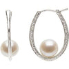 Sterling Silver Freshwater Cultured Pearl Hoop Earrings - Siddiqui Jewelers