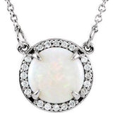 14K White Opal & .05 CTW Diamond 16" Necklace - Siddiqui Jewelers