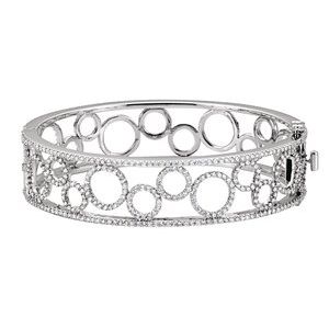 14K White 6 7/8 CTW Diamond Bangle Bracelet - Siddiqui Jewelers