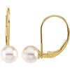 14K Yellow 6 mm Round Akoya Cultured Pearl Lever Back Earrings - Siddiqui Jewelers