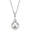 14K White Freshwater Cultured Pearl & .06 CTW Diamond 18" Necklace  -Siddiqui Jewelers