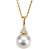 14K Yellow Freshwater Cultured Pearl & .06 CTW Diamond 18" Necklace  -Siddiqui Jewelers