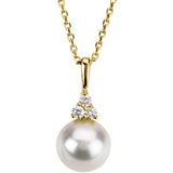 14K Yellow Freshwater Cultured Pearl & .06 CTW Diamond 18" Necklace  -Siddiqui Jewelers