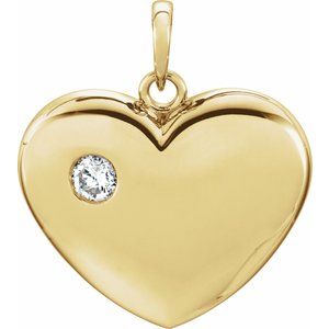 14K Yellow 1/6 CT Diamond 22.5x19.5 mm Heart Pendant - Siddiqui Jewelers