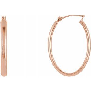 14K Rose 20 mm Oval Hoop Earrings - Siddiqui Jewelers