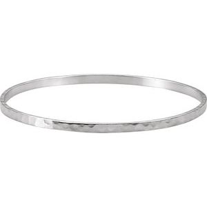 Sterling Silver 3.25 mm Hammered Bangle Bracelet - Siddiqui Jewelers