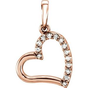14K Rose .06 CTW Diamond Heart Pendant - Siddiqui Jewelers