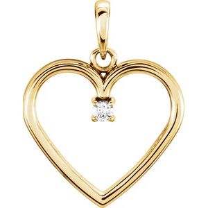 14K Yellow .025 CTW Diamond Heart Pendant - Siddiqui Jewelers