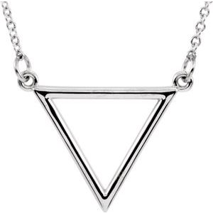 14K White Triangle 16" Necklace - Siddiqui Jewelers