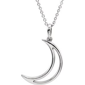 14K White 25.7x4.7 mm Crescent Moon 16" Necklace - Siddiqui Jewelers
