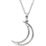 Sterling Silver 25.65x4.7 mm Crescent Moon 16" Necklace - Siddiqui Jewelers