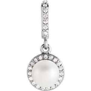 14K White Freshwater Cultured Pearl & 1/10 CTW Diamond Pendant - Siddiqui Jewelers