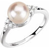 14K White 7.5-8 mm Freshwater Cultured Pearl & 1/8 CTW Diamond Ring - Siddiqui Jewelers