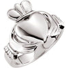 14K White 10.5 mm Claddagh Ring Size 11 - Siddiqui Jewelers