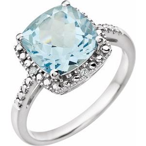 14K White Sky Blue Topaz & .03 CTW Diamond Ring - Siddiqui Jewelers