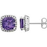 14K White Amethyst & .06 CTW Diamond Earrings - Siddiqui Jewelers