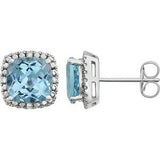 14K White Sky Blue Topaz & .06 CTW Diamond Earrings - Siddiqui Jewelers