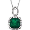 14K White Created Emerald & .03 CTW Diamond 18" Necklace - Siddiqui Jewelers