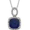 14K White Created Blue Sapphire & .03 CTW Diamond 18" Necklace - Siddiqui Jewelers