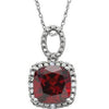 14K White Mozambique Garnet & .03 CTW Diamond 18" Necklace - Siddiqui Jewelers