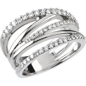 Platinum 1/2 CTW Diamond Criss Cross Ring - Siddiqui Jewelers
