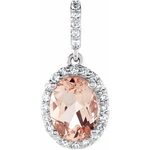 14K White Morganite & 1/6 CTW Diamond Pendant - Siddiqui Jewelers