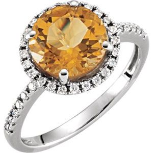 14K White Citrine & 1/6 CTW Diamond Ring - Siddiqui Jewelers