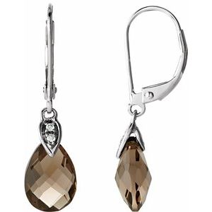 14K White Smoky Quartz & .025 CTW Diamond Earrings - Siddiqui Jewelers