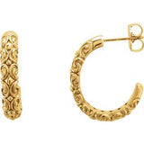 14K Yellow 20x4.1 mm Sculptural-Inspired J-Hoop Earrings - Siddiqui Jewelers