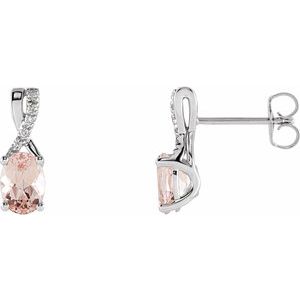 14K White Morganite & .05 CTW Diamond Earrings - Siddiqui Jewelers